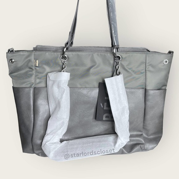BEIS The Diaper Bag | Grey | Baby Purse Nylon Leather Trim Laptop Shoulder Strap - Picture 4 of 10